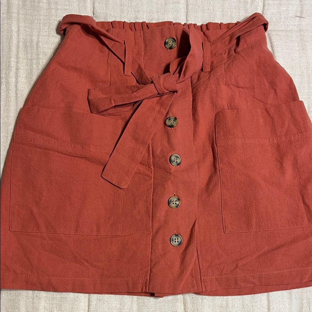 One Clothing Rust Button-Front Mini Skirt